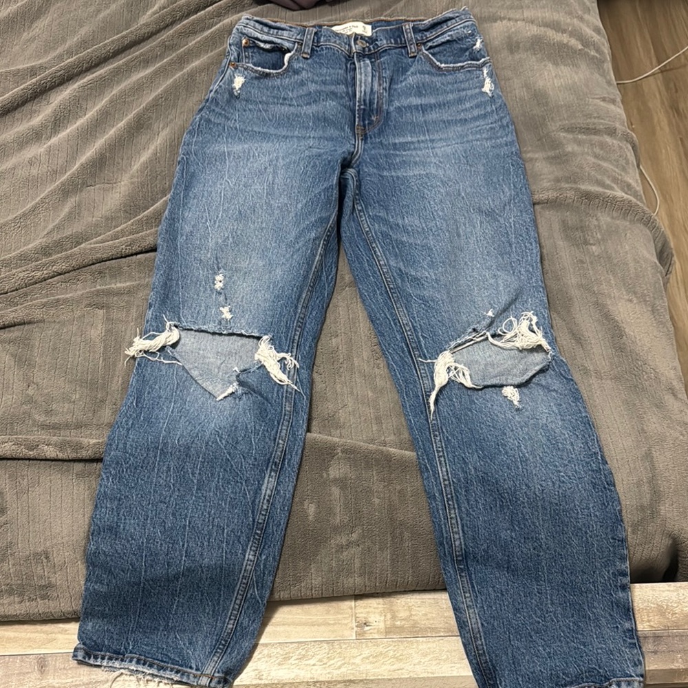 Abercrombie & Fitch Blue Boyfriend Jeans Distressed